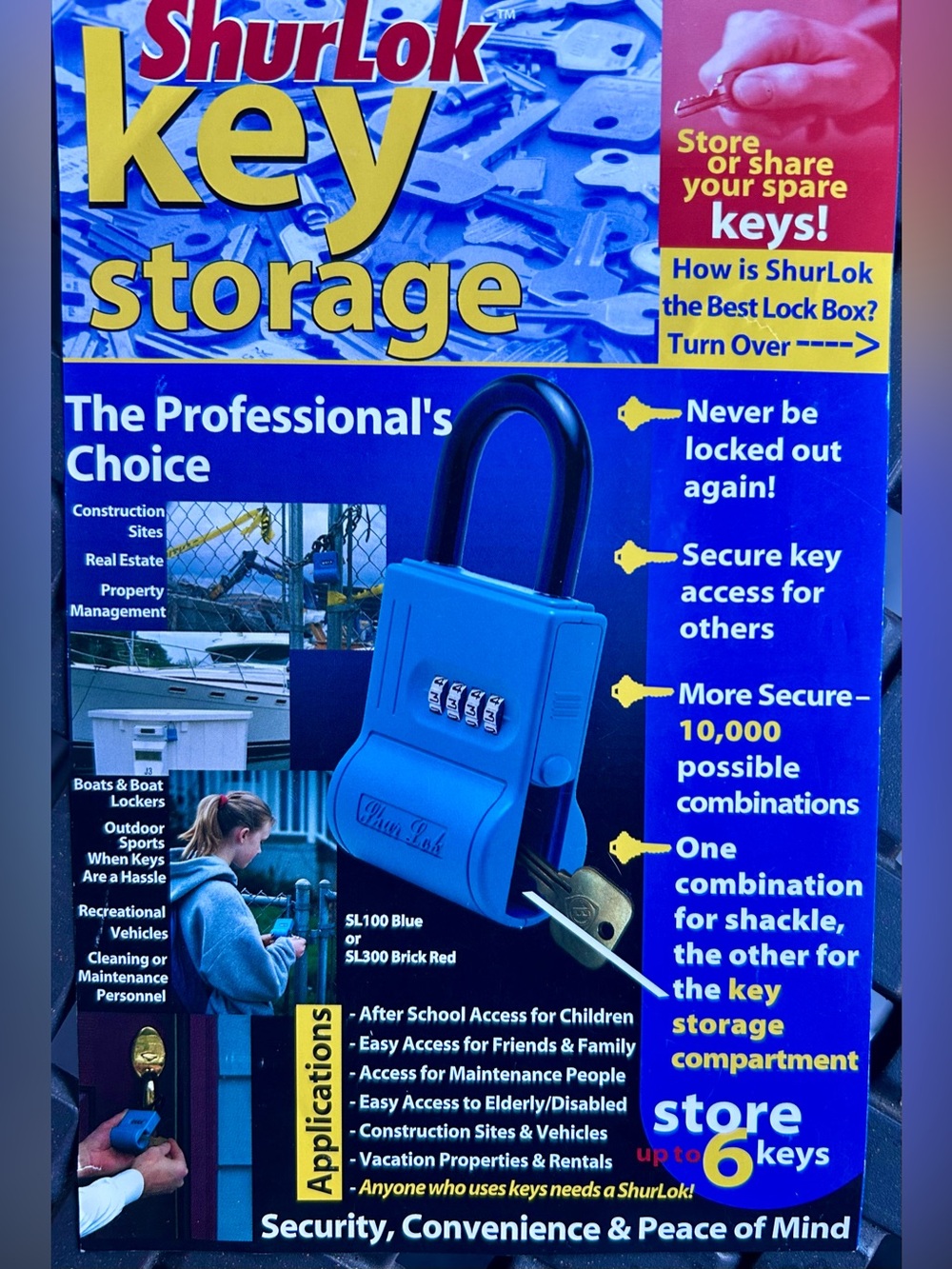 ShurLok Key Storage Lock Box - Brown and Black - with instructions and codes